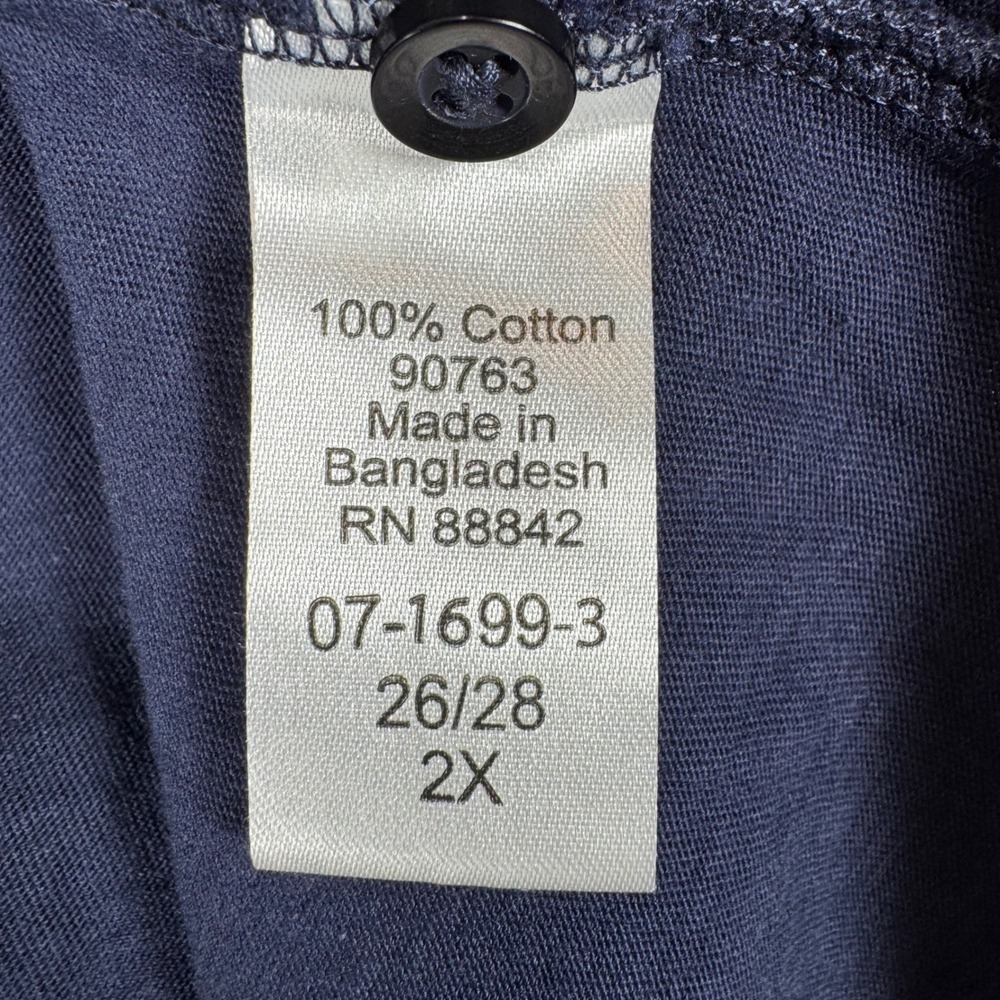 Woman Within Navy‎ Blue Long Sleeve Polo Shirt Tunic 100% Cotton 2X 26/28 - Picture 5 of 9